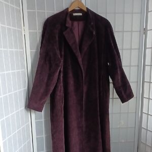 Cedarhurst Corduroy Eggplant Long  Coat